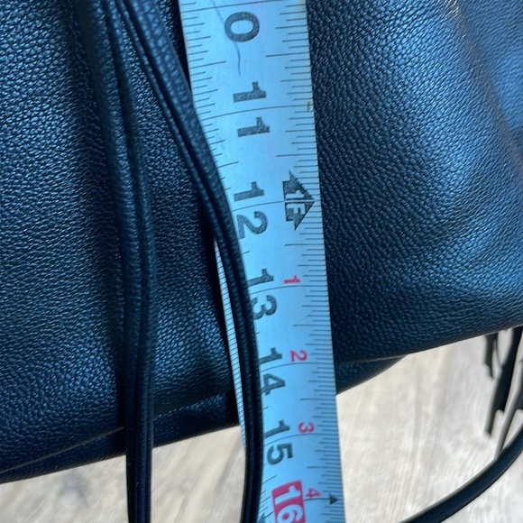 Victoria’s Secret Black Vegan Leather Fringe Drawstring Backpack - Picture 7 of 9